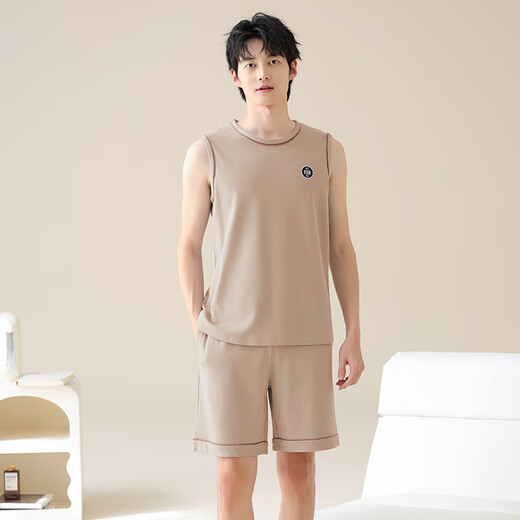 Yiduo pajamas pure cotton men's summer thin sleeveless simple five-point pants loose men's outer wear home clothing suit 13658 2XL [Suggested 140-160Jin [Jin equals 0.5 kg]]