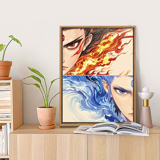 吉品帝2025新款哪吒2之魔童闹海数字油画DIY手绘涂鸦卡通感装饰 LL12173 60*80cm加厚内框+美观外框