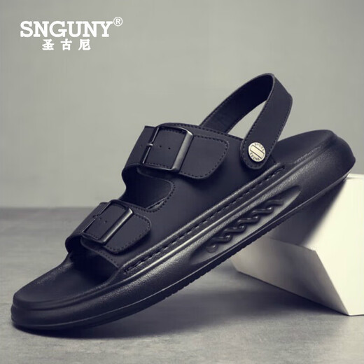 Snguny High-классная световая бренда Luxury Brand Sandals Мужчина 2025 летние новые повседневные универсальные мягкие пляжные обувь носить без скольжения и прохладные черные 9903 38 (240 мм)