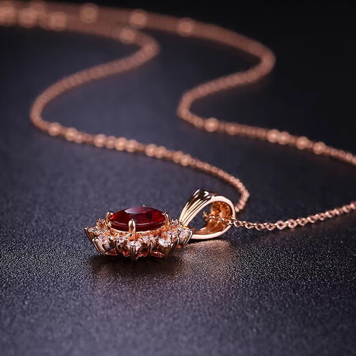 Orenchi Necklace for Women Natural Ruby 18K Gold Diamond Pendant Luxury Jewelry Wedding Anniversary Birthday Gift for Wife Snowflake Ruby Necklace (Main Stone Approximately 0.8ct)