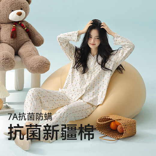 All-Cotton Class A Spring New Pajama's Women's Pure Cotton Cotton Cotton Cotton Corean Home Suit Set Set 3E3291-Women Стиль M (предлагается 90-105JIN [JIN равен 0,5 кг]