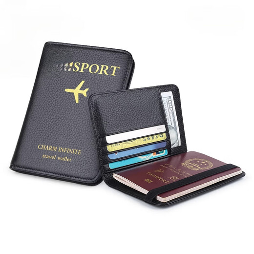 Kangaroo Luxus Leder Passport Clip Männer und Frauen Passport Buchschutz Hülle Passionstasche tragbare Ausweiskartenbeutel tragen Schwarz
