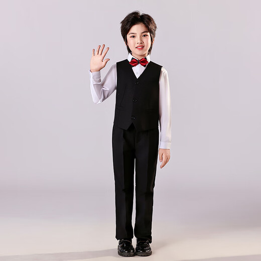 Annie Youer children's dress suit suit boy British style flower girl performance costume host handsome children's clothing black 160