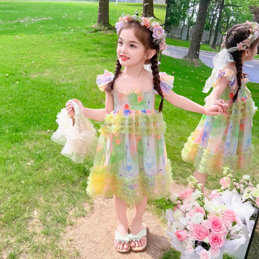 Girls Skirt Summer 2025 New Style Children's Dress Sleeveless Summer Princess Dress for Little Girls Super Beautiful Picture Color 120 cm