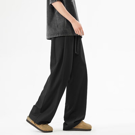Maybeyond Anzughose Herren Sommersport-Weithöhe mit heterosexuellen Hose losen lässige Hose Herren MA89 Black 3xl