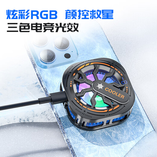 珂洛维【双核变频制冷】手机散热器制冷背夹直播半导体降温静音散热磁吸带电池游戏电竞王者吃鸡神器 【直播尊享款】 七彩流光灯+可结冰+磁吸背夹两用