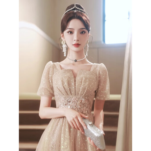 凯姿兔[KAIZITU]晚礼服裙女轻奢小众生日宴会女生艺考 金色 3XL