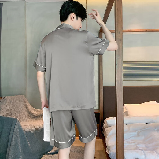 莫代尔2025年新款夏季冰.丝短袖睡衣男士夏天薄款青年男款学生休闲家居 (BBA)冰丝 男G829 L (建议身高170左右，体重100-