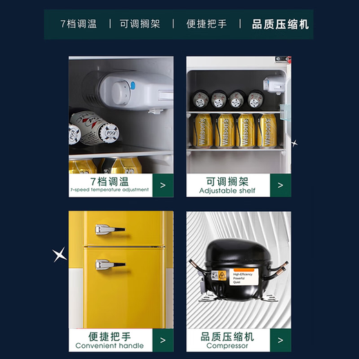 CHIGO Internet celebrity retro double-door refrigerator European-style refrigerated freezer household small first-class energy efficiency rental office energy-saving fruit preservation living room bedroom refrigerator trade-in 155D with handle retro double door Chinese red