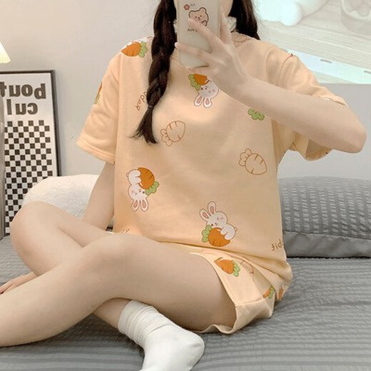炫逐睡衣女士夏季新款短袖短裤休闲韩版网红风夏天家居服套装可外穿 1047#小狗 M