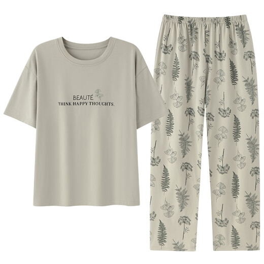 莫代尔全棉女士睡衣套装夏季棉短袖卡通长裤韩版家居服可外穿夏天 Y9713 M (建议75-95斤)