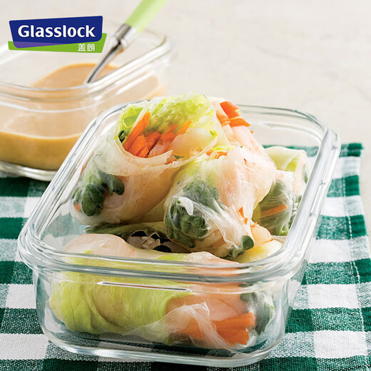 Glasslock保鲜盒进口耐热玻璃饭盒耐冷冻收纳盒冰箱密封带饭三件套 695ml+1090ml赠包【男生款】