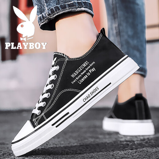 
Playboy canvas shoes for men 2025 new summer breathable casual and versatile one-piece men's shoes for men teenagers flat shoes for men black [main picture] CPL1251750 42