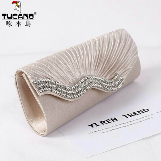 啄木鸟（TUCANO）2025新款手拿包女洋气时尚晚宴包礼服旗袍搭配宴会欧美镶钻小手包 新款灰色新品