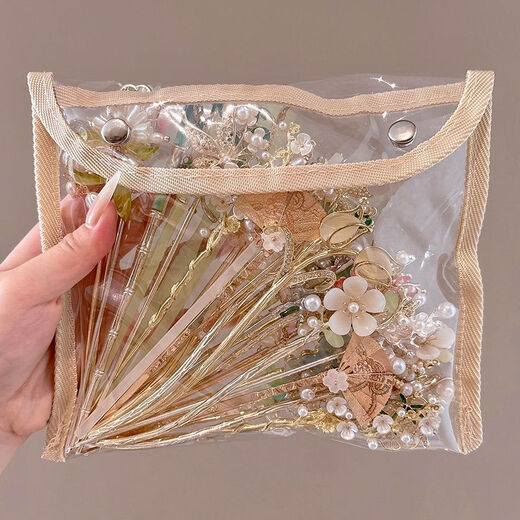 Ancient style flower tassel hairpin for girls, children's Hanfu, versatile hairpin, new Chinese style horse face skirt, hairpin headdress, homemade quick grab white jade candle, novel 1-piece set