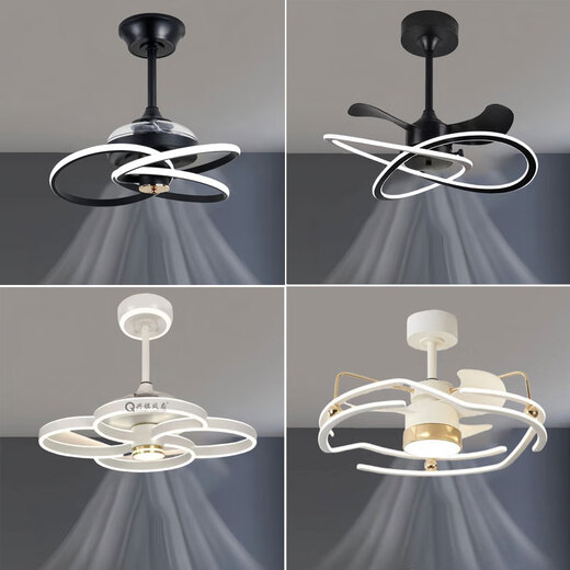 Opple Lighting 2025 Nuevas luces invisibles del ventilador de techo, gran potencia eólica, comedor en el hogar, candelabro integrado de ventilador eléctrico de dormitorio, silencio, modelo invisible 9227/blanco de 60 cm Conversión de frecuencia control remoto + directo