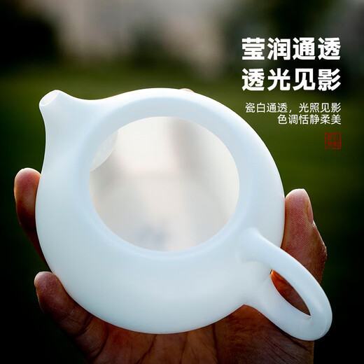 Yuquan Longmen Bingzhong Jade Porcelain Bisque-fired Xishi Pot Dehua White Porcelain High-end Purely Handmade Precision Single Teapot Tea Set Gift Box Bingzhong Jade Porcelain Bisque-fired Xishi Pot (180ml)
