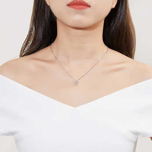 Dirholl PT950 Platinum Starry Necklace for Women Pentagram Star Platinum Clavicle Chain for Valentine's Day for Girlfriend PT950 Platinum Starry White Gold Necklace for Women