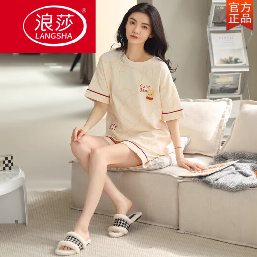 Langsha 2025 Pyjamas für Frauen im Sommer Pure Cotton Shorts Shorts Dünner Sommer niedlich und süß können außerhalb von Heimkleidung getragen werden YX-7507 9854 m [Empfohlen 80-100Jin [Jin gleich 0,5 kg] tragen]