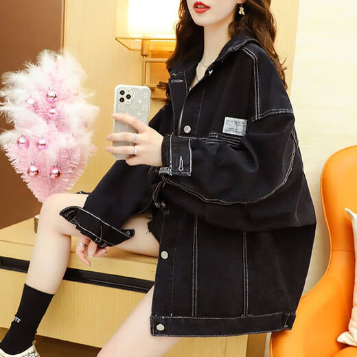 单南卫做旧春秋牛仔外套女百搭风牛仔衣服潮流夹克女装上衣超软 9926#蓝色 M 【建议101--115斤】