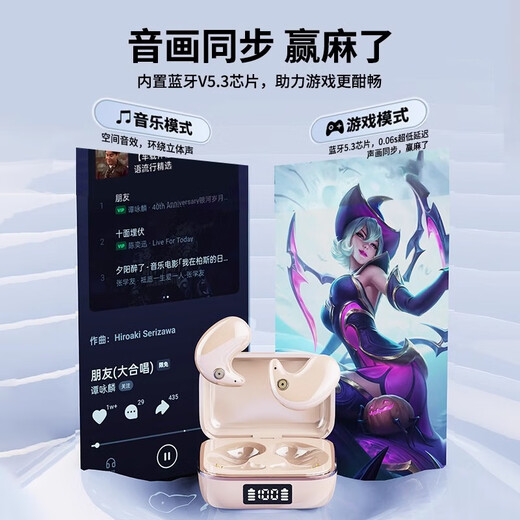 SUOYING蓝牙耳机无线超长续航大电量超强音质半入耳降噪运动跑步游戏专用适用于华为苹果oppo小米荣耀手机 肤【环绕全景音+无感舒适入耳】 【千元音质】苹果安卓手机通用