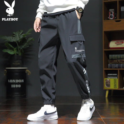 Playboy (Playboy) Arbeitshose Herren Frühlings- und Sommerhosen Herrenhosen Lose Füße Trendy Hosen schwarz 2xl