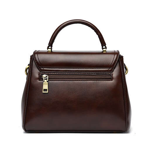 Kangaroo Cara Bag Women's Bag Women's 2025 Autumn and Winter New Middle-aged Women's Bag Mom Bag Crossbody Small Bag Genuine Leather Shoulder Bag Brown (Hand Bag + Card Holder + Gift Box)