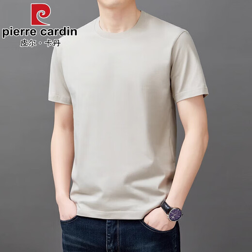 皮尔卡丹（pierre cardin）短袖t恤男士夏季薄款时尚简约纯色上衣潮流休闲体恤衫男T YS9929黑色 XL 180 推荐【141-160斤】