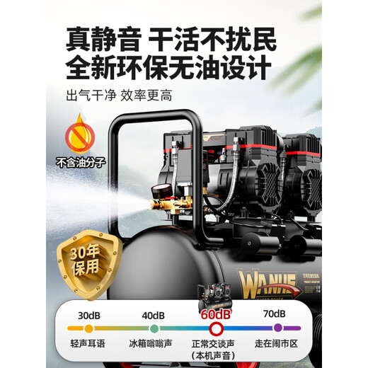 空压机充气泵小型220v便携式工业级木工静音高压打气泵空气压缩机 3180W-40L【无刷双电磁阀+智能数 3180W/3890W/3990W/4290W