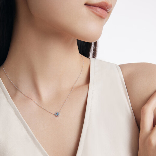 Chow Tai Fook ENZO Donut Geometric Round 18K Gold Clavicle Chain Topaz Necklace Women's New Gift EZV8997 37.5cm