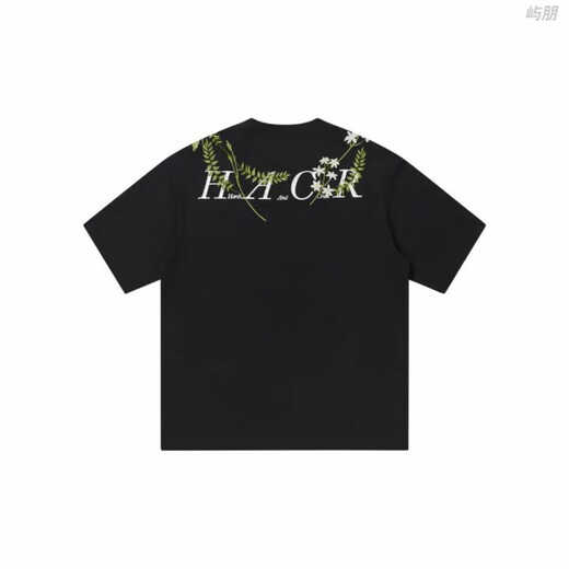 
Lilang HARSH AND CRUEL American alphabet plant flower round neck heavy short-sleeved T-shirt for men and women summer S1049# white L