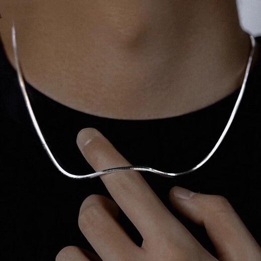 MZMZ platinum necklace men's and women's trendy simple accessories pt950 platinum clavicle chain for Valentine's Day and birthday for girlfriend Light luxury snake bone chain width 2mm chain length 60cm