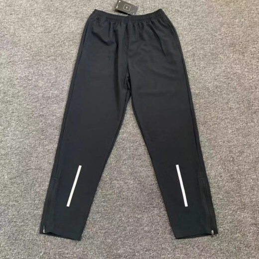 Sports quick-drying pants for men and women track and field jogging sports trousers loose zippered pants straight-leg burping foot training pants black 300 thin L