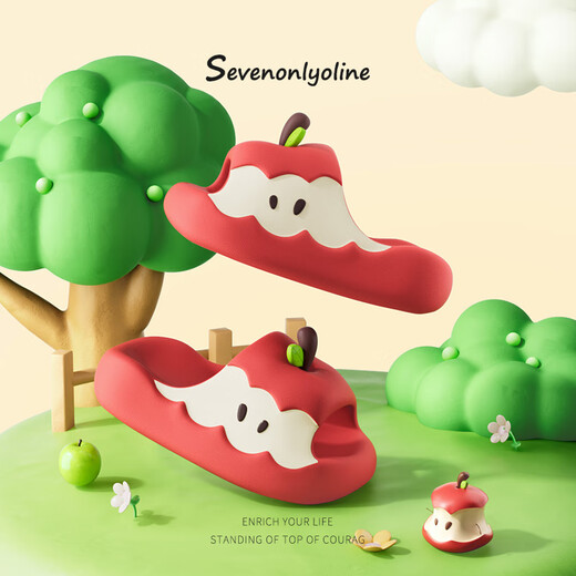 
Chedoir Red Apple Children's Slippers Parent-Child Summer Boys and Girls 2025 New Cartoon Home Non-Slip Bath Slippers Red Apple 22 0 Inner Length 22cm Children about 34-35 feet wear