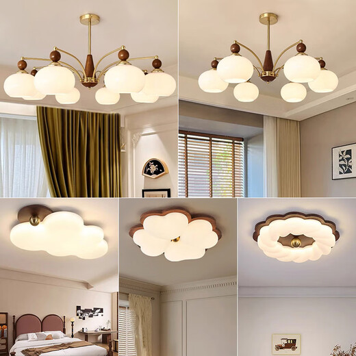 Candeliers de estilo medieval de Hongden Chandeliers de sala de estar Retro American Comedor de la sala de comedor Luz principal Nanyang Style Whole Lamp Package 9069 Modelo [Paquete 14] Tres dormitorios y dos salas de estar