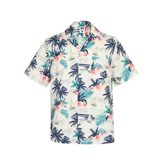 Fhhuabd thai-Stil Vintage Kubanischer Kragen kurzärmelig Blumenhemd Männer und Frauen Lose Paar Hawaiian Style Ice Seide Kurzärärmeleide 831 2xl