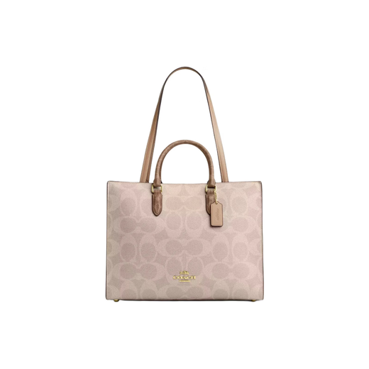 Entrenador (entrenador) Maggie spot logo lona lienzo bolso bolso bolso bolso de compras un hombro nuevo producto 25 nuevo labubu genuino taupe CY677-IMXI9 gran tamaño