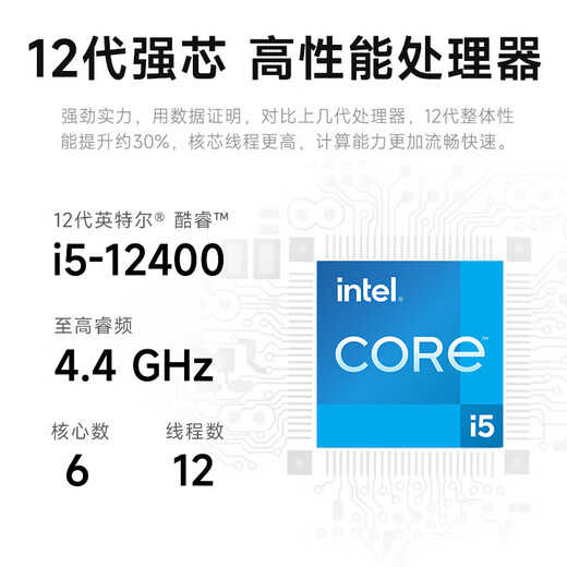 Pansheng Ruilong T5 full set of office and commercial desktop computers (i5-12400 16G 512G solid state WiFi) National subsidy 20%