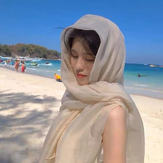 目木间围巾超大防晒丝巾迪拜旅游沙漠拍照头巾棉麻民族风披肩女新疆春秋 舒适棉麻-大红