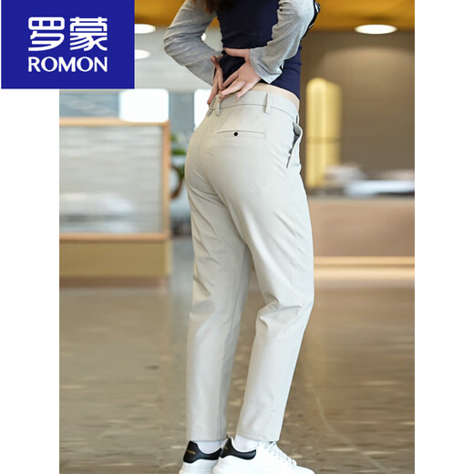 罗蒙（ROMON）高档冰丝纯色小休闲西裤2025夏季薄款男装九分裤子修身直筒男士休 H9902黑色 29 【101-110斤】