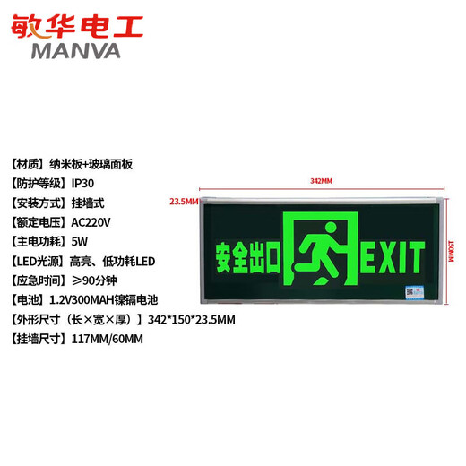 Minhua Electrician (MINHUA) Jingcang Sufa Fire Emergency Sign Light Safety Exit Indicator LED Evacuation Sign (2 Pack) Forward M3516