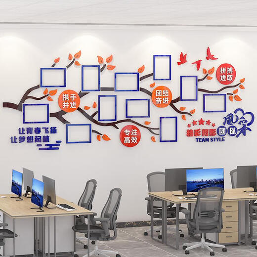 语森忆团队风采企业文化墙员工照片展示墙公告栏墙贴办公室布置墙面装饰 3879 A款+磁吸板 特大