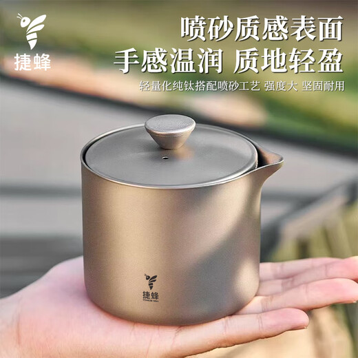 JieBee Pure Titanium Travel Tea Set Portable Outdoor Tea Set Titanium Quick Cup Tea Maker Complete Kung Fu Tea Set Camping Portable Bag + 180ML Pure Titanium Tea Maker One Pot 3 Cups