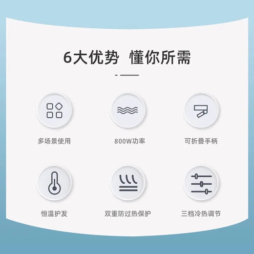 FLYCO hair dryer foldable negative ion hair care student dormitory high-power home barber shop hotel hair dryer FLYCO's Borui PH1608 800W foldable