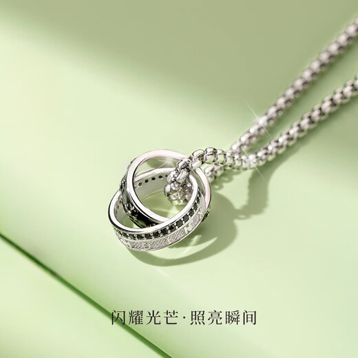 MOLC sterling silver necklace men's trendy boys pendant accessories niche high-end Valentine's Day gift for boyfriend's birthday L2571 Knight's Ring Silver Necklace