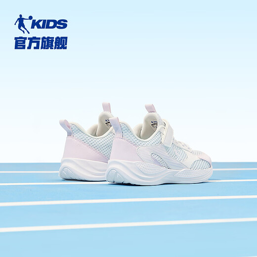 乔丹QIAODAN童鞋儿童运动鞋2025夏季新品网面透气不闷脚女大童跑步鞋 薄纱蓝/乔丹白 37