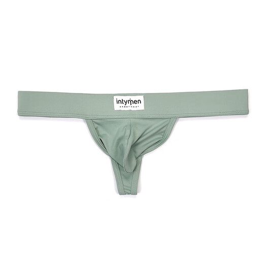 Sexy men's thong high-elastic thin underwear U convex three-dimensional bag low waist fashion ink012 green M