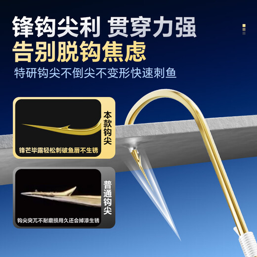 Xiaofengxian's finished sub-thread, double hooks, finely tied fish hooks, gold sleeves, strong pulling force, mainly for crucian carp, black pit competition, high sensitivity hooks, gold sleeves with thorns (hook 3/5, thread 0.6/0.8), new 40 pieces