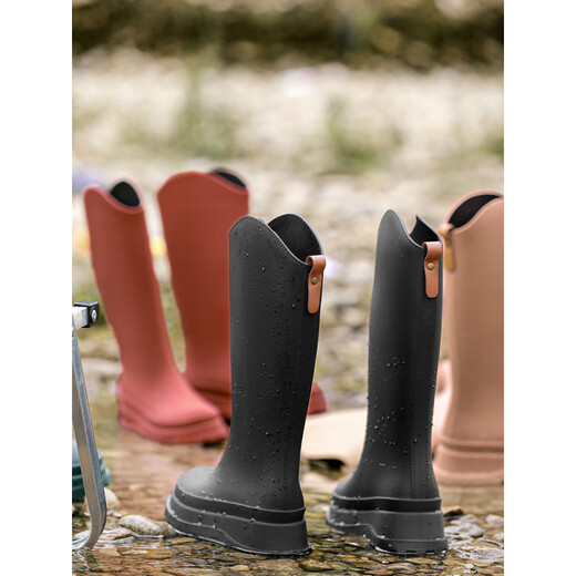 Liu Chaobu high tube rain boots Japanese high tube rain boots women's fashionable outer wear anti-slip waterproof wear-resistant rubber shoes to catch the sea kitchen long tube green 39 standard code