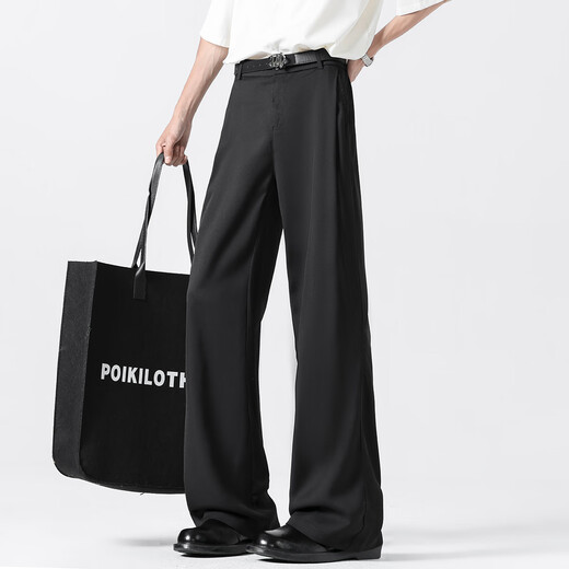 Foss Phil Pants Мужской весна и осень слегка вспышка с широкими ногами, опускающими трехконтактные высококачественные брюки для повседневного костюма K1110 Black l